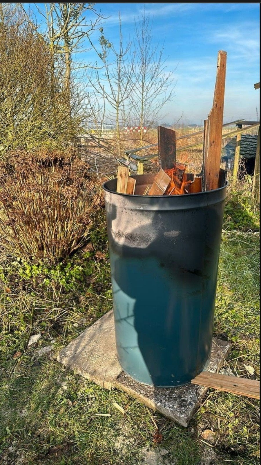metalen vaten vuurton Brandton oliedrum vuurkor, Ophalen of Verzenden, Gebruikt