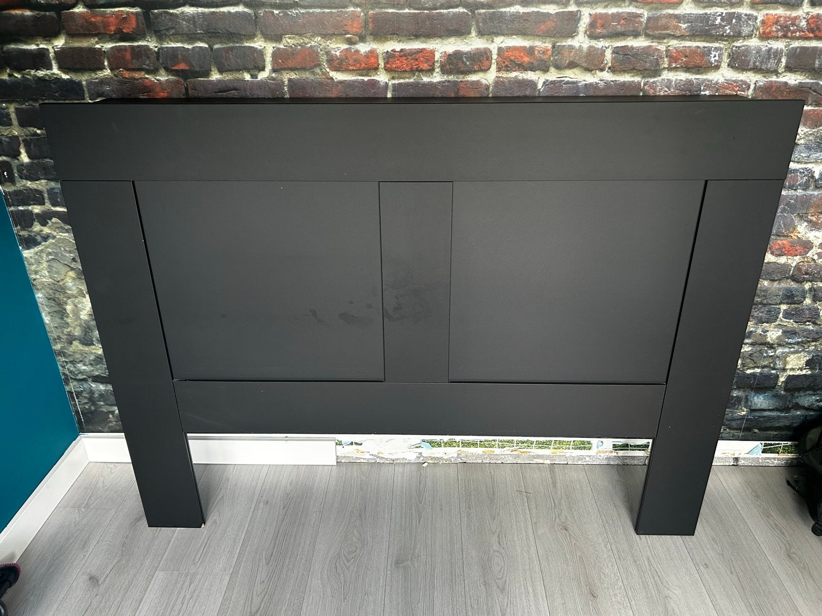 IKEA Brimnes Achterwand Bed 140cm Zwart met Opbergruimte, Huis en Inrichting, Gebruikt, Zwart, Tweepersoons, Hout