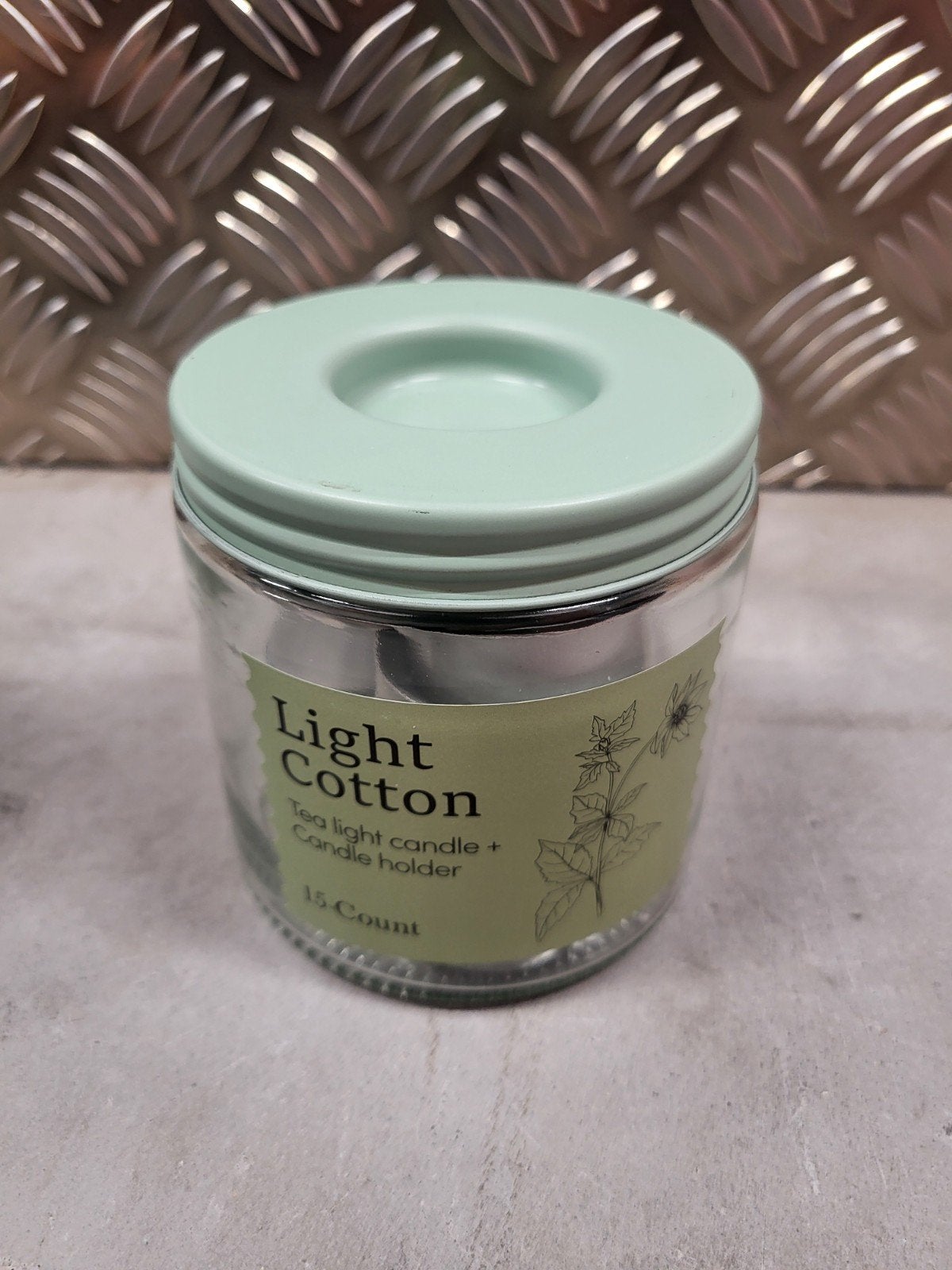 Geurkaars 'Light Cotton' met theelicht en houder, Nieuw, Ophalen of Verzenden, Glas, Kaars