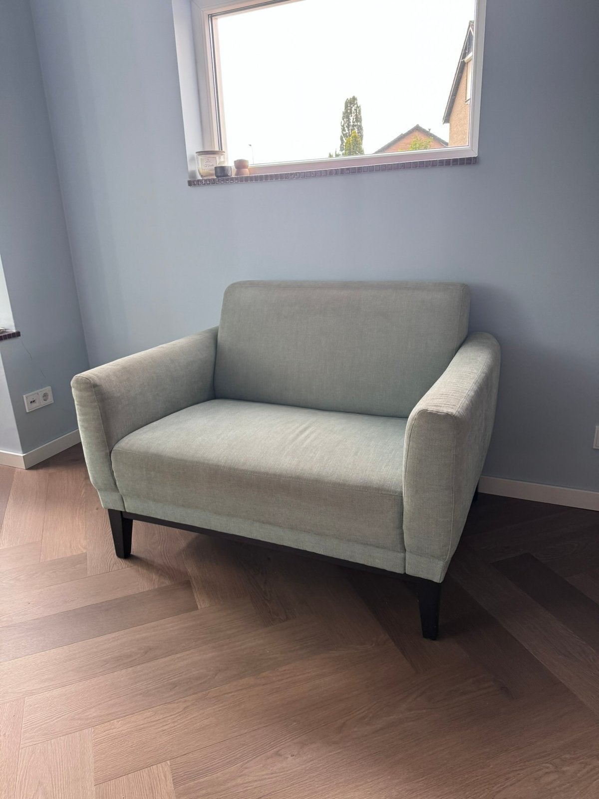 Loveseat / 1,5 zits bank ijsblauw, Ophalen, Tweepersoons, 75 tot 100 cm, Zo goed als nieuw