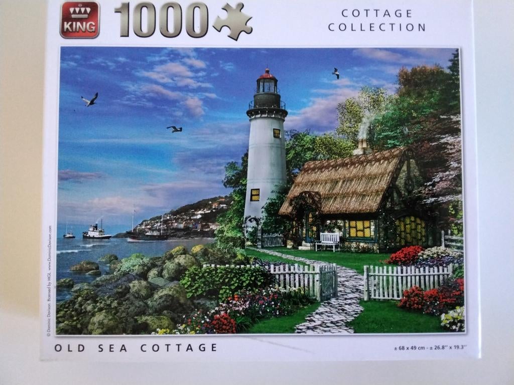 King puzzel 1000 stukjes Old Sea Cottage, Ophalen of Verzenden, 500 t/m 1500 stukjes, Gebruikt