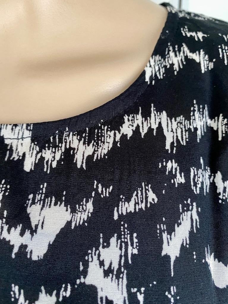 J107 Kaffe maat 42=L blouse top zwart/wit, Kaffe, Zwart, Maat 42/44 (L), Ophalen of Verzenden