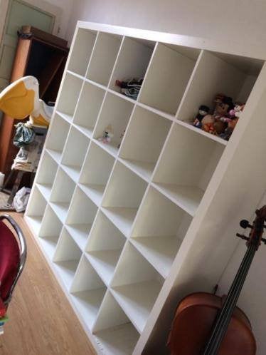 Prima Expedit(Kallax) 25 vakkast wit, optie bezorgen/montage, Ophalen, Met plank(en), Gebruikt, 150 tot 200 cm