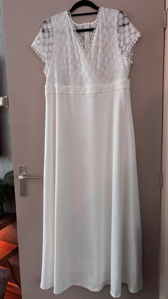 Zwangerschapsjurk, Kleding | Dames, Jurken, Zo goed als nieuw, Maat 46/48 (XL) of groter, Wit, Onder de knie, Ophalen of Verzenden