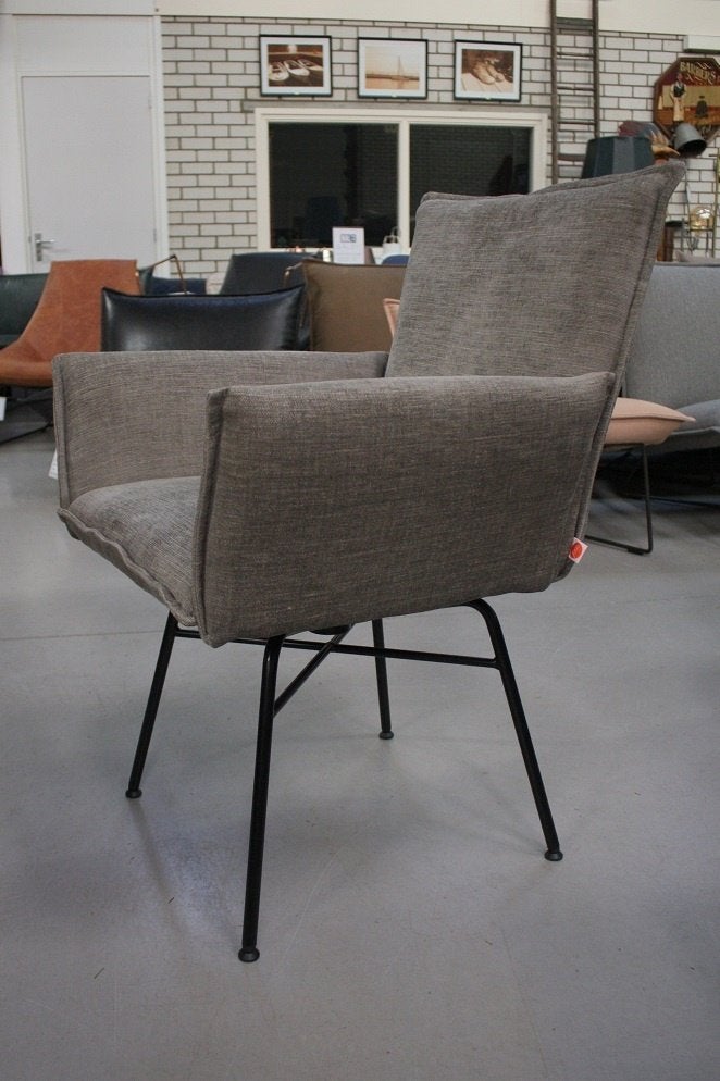 Luxe eetkamerstoel Sanne Jess Design metaal stof draaibaar, Ophalen, Zo goed als nieuw, Metaal, Eén