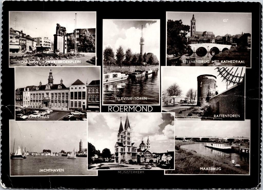 Groeten uit Roermond jaren 60 (2x), Verzenden, 1960 tot 1980, Gelopen, Limburg