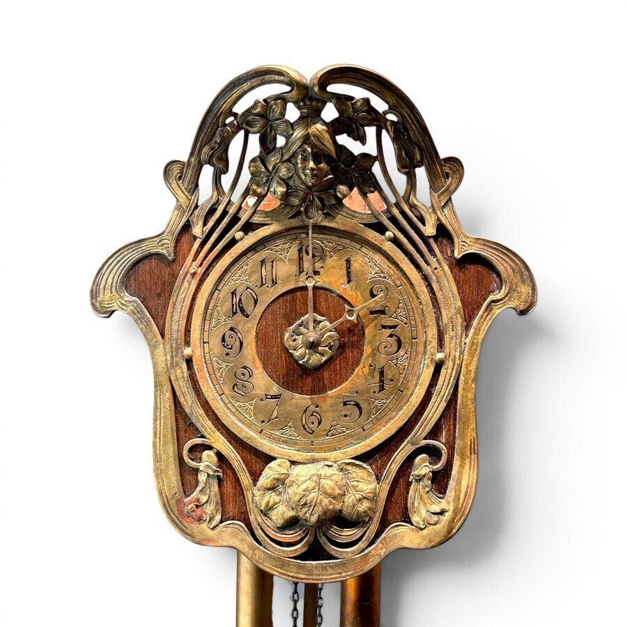 Jugendstil wandklok, ca. 1900, Antiek en Kunst, Ophalen of Verzenden