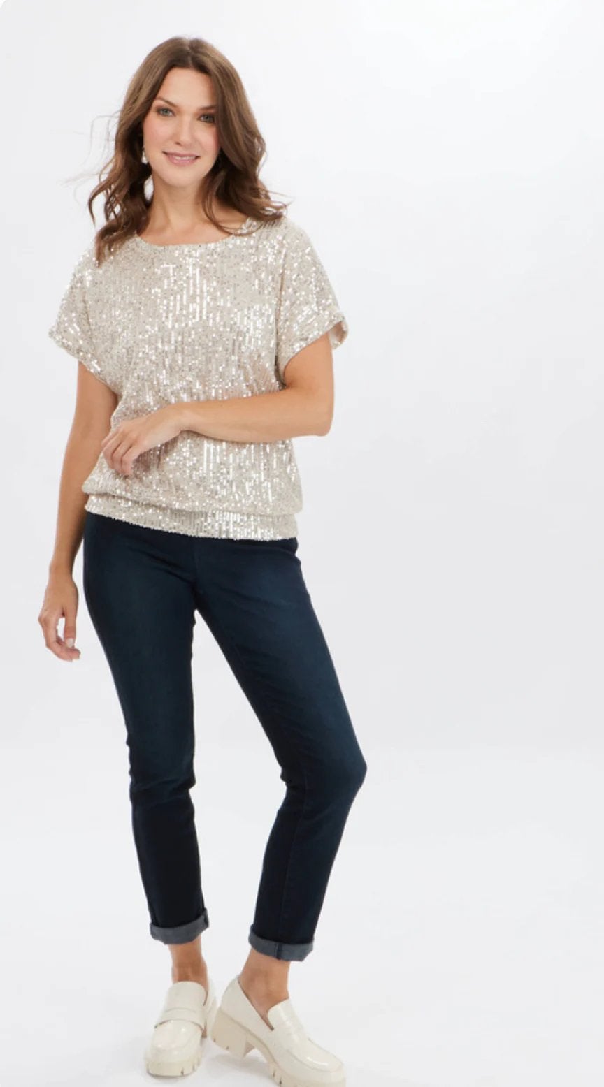 Frank Lyman elegante Pailletten top chapagne kleur maat M, Kleding | Dames, Maat 38/40 (M), Overige kleuren, Verzenden, Nieuw