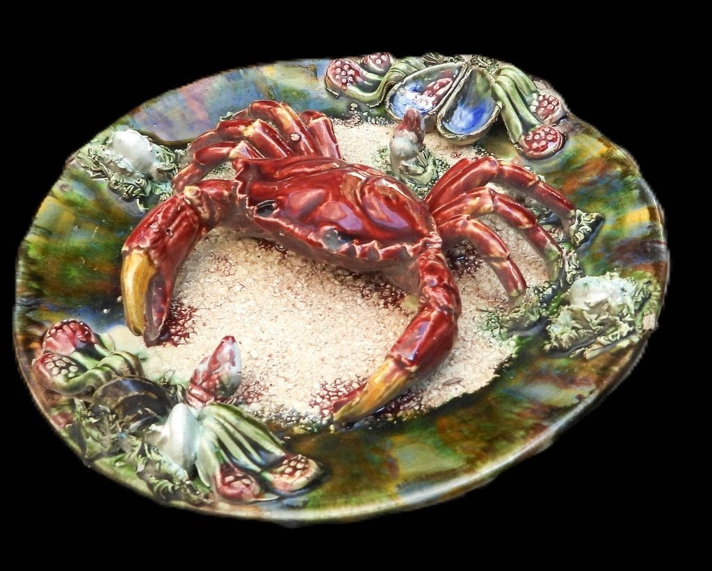 Majolica Palissyware "Crab" Wandbord - Alvaro Jose - Caldas, Ophalen of Verzenden