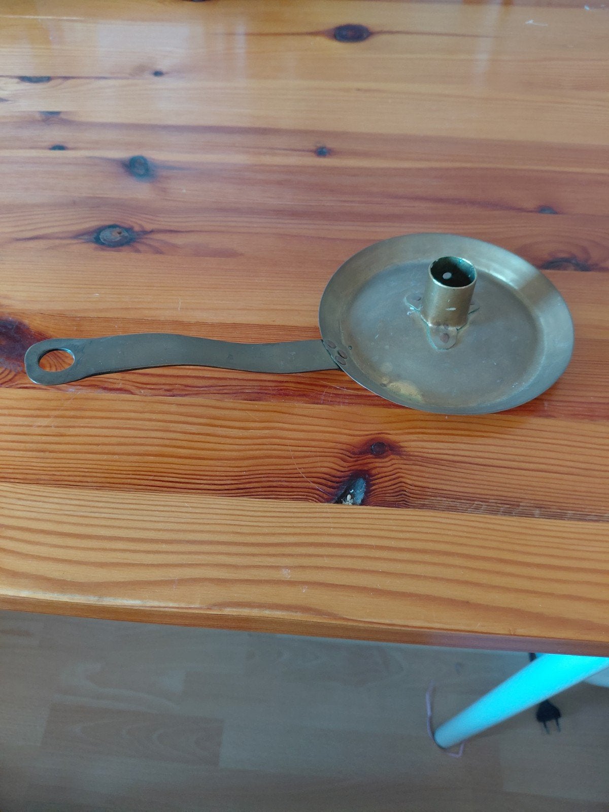 Antieke Koperen Kandelaar met Handvat, Antiek en Kunst, Ophalen, Koper of Brons