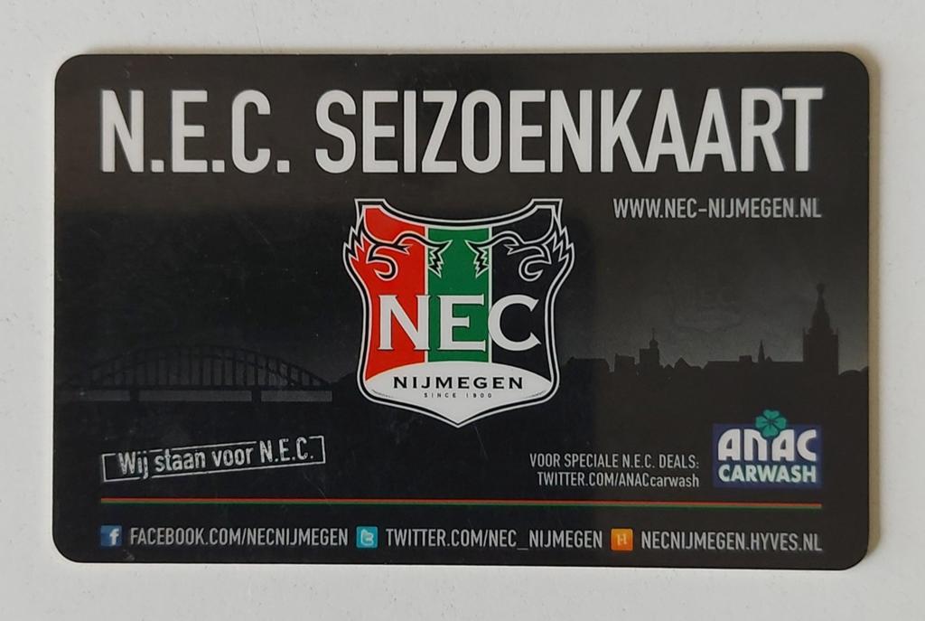 NEC Nijmegen oude seizoenkaart #13, Verzenden, Gebruikt, Overige binnenlandse clubs, Overige typen