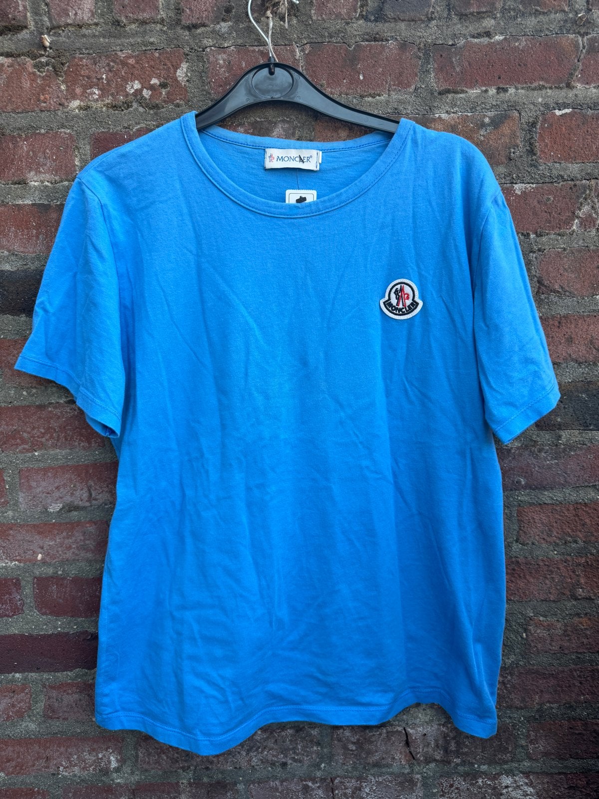 Moncler T-shirt Blauw Maat M, Ophalen of Verzenden, Zo goed als nieuw, Maat 48/50 (M), Blauw