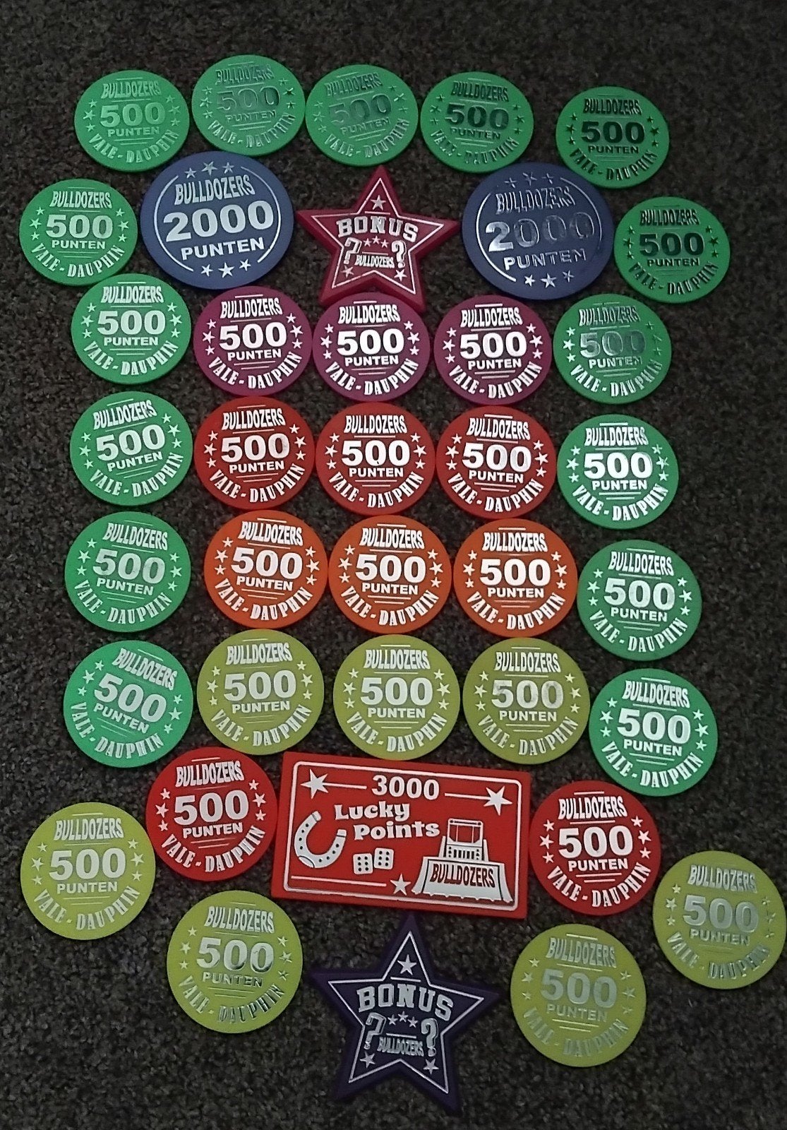 Bulldozers Coin pusher Tokens, Hobby en Vrije tijd, Ophalen of Verzenden, Zo goed als nieuw