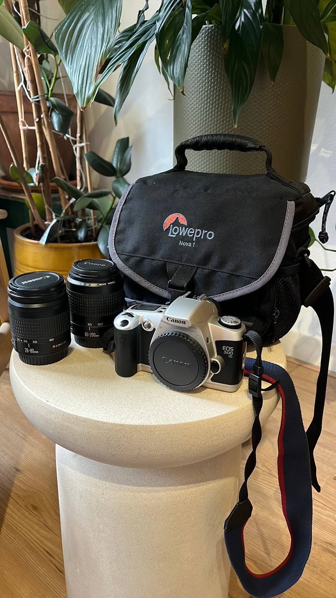 Canon EOS 500N, 28-80mm & 80-200mm lens en cameratas, Audio, Tv en Foto, Ophalen of Verzenden, Zo goed als nieuw, Spiegelreflex