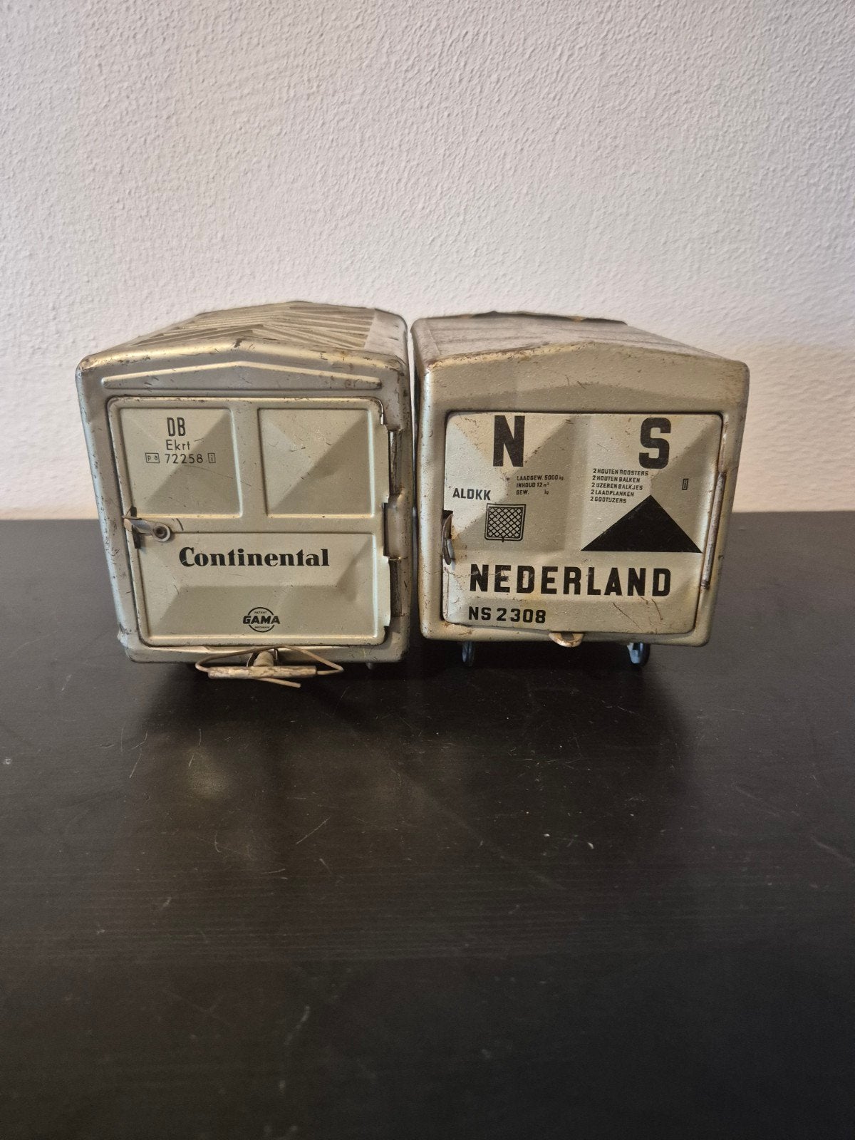2 Vintage Blikken Wagons - NS en DB Continental, Ophalen of Verzenden, Gebruikt, Wagon, Overige merken
