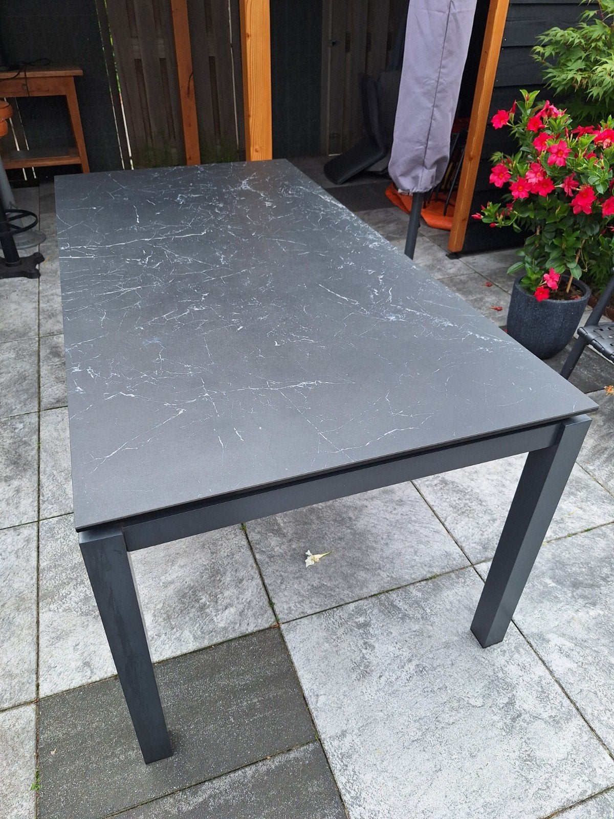Tuintafel 180 x 90 intratuin Gloria composietglas, Ophalen, Gebruikt, Rechthoekig, Aluminium
