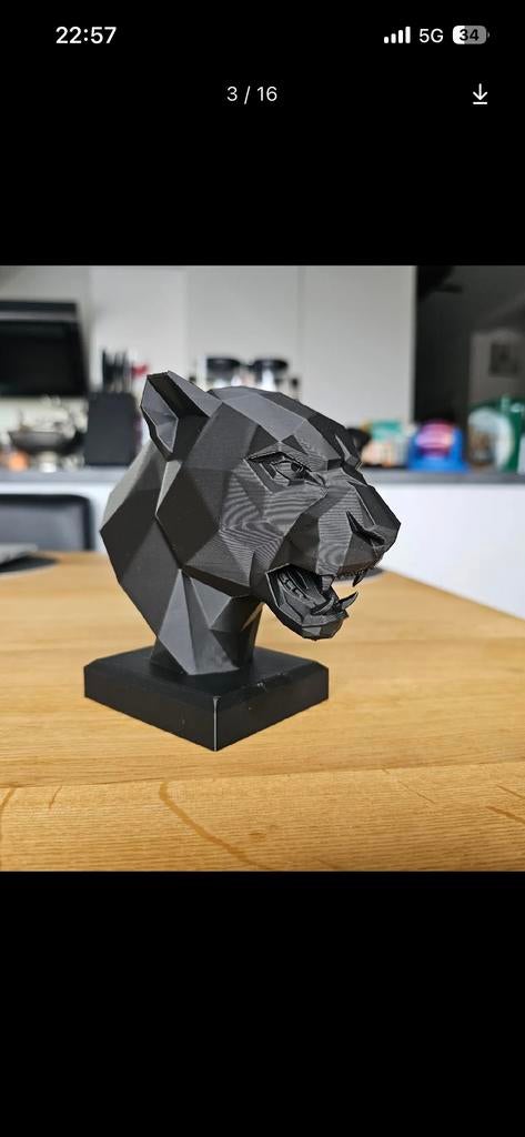 Zwarte Panter Buste - Geometrisch Design, Minder dan 20 cm, Buste, Kunststof, Ophalen of Verzenden