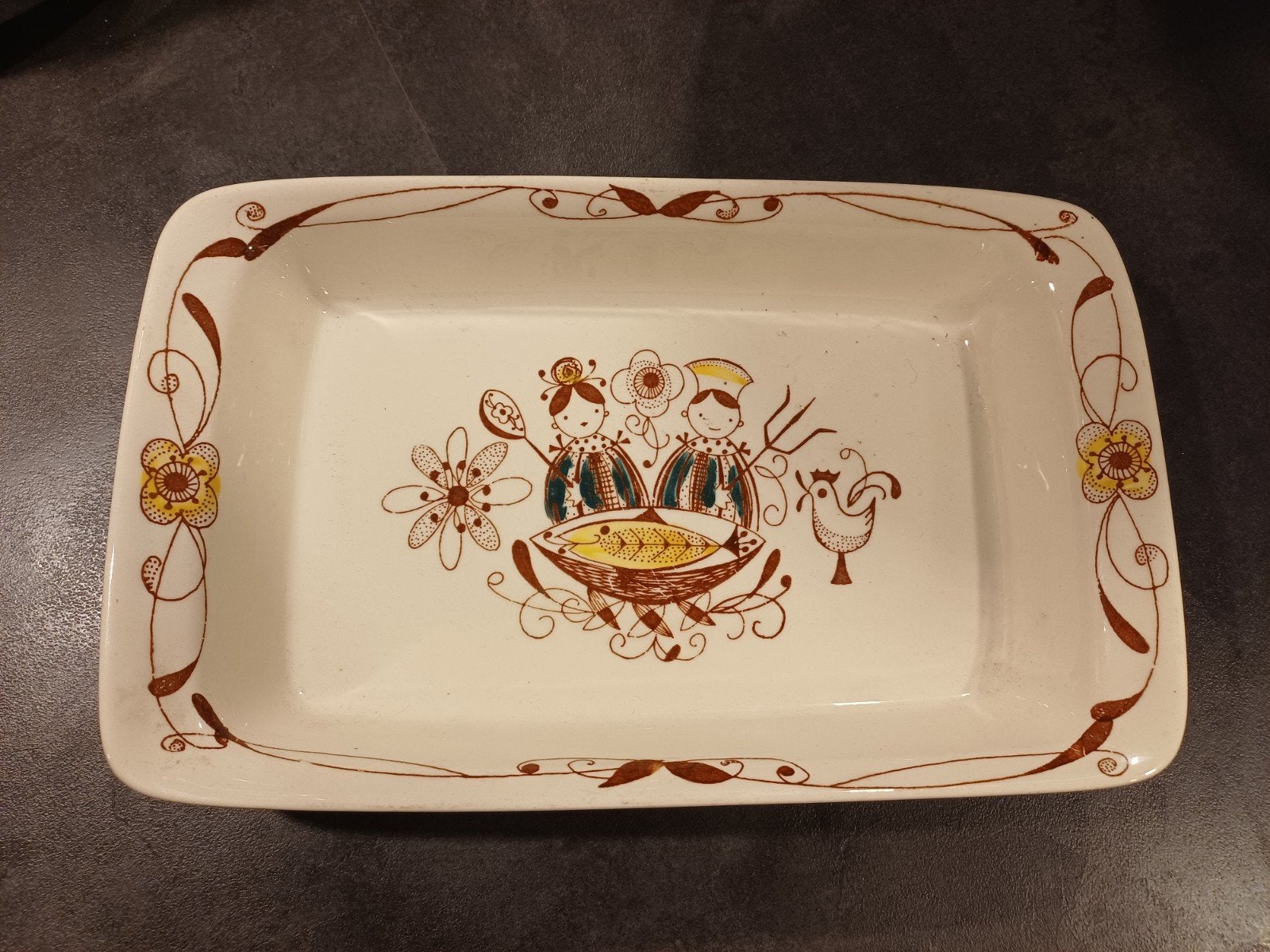 Vintage Noorse Ovenschaal Schaal Mesterkokken flamingo chef, Antiek en Kunst, Verzenden