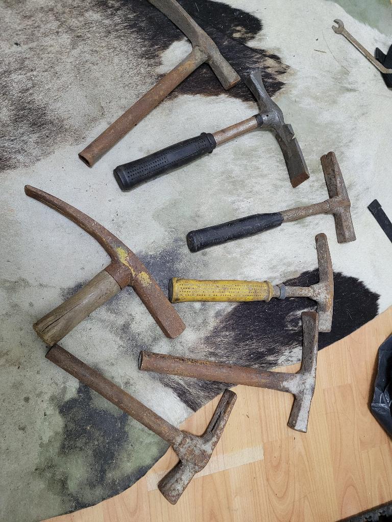 7 stuks oude vintage stratenmakers en bouwvakkers hamers, Ophalen of Verzenden