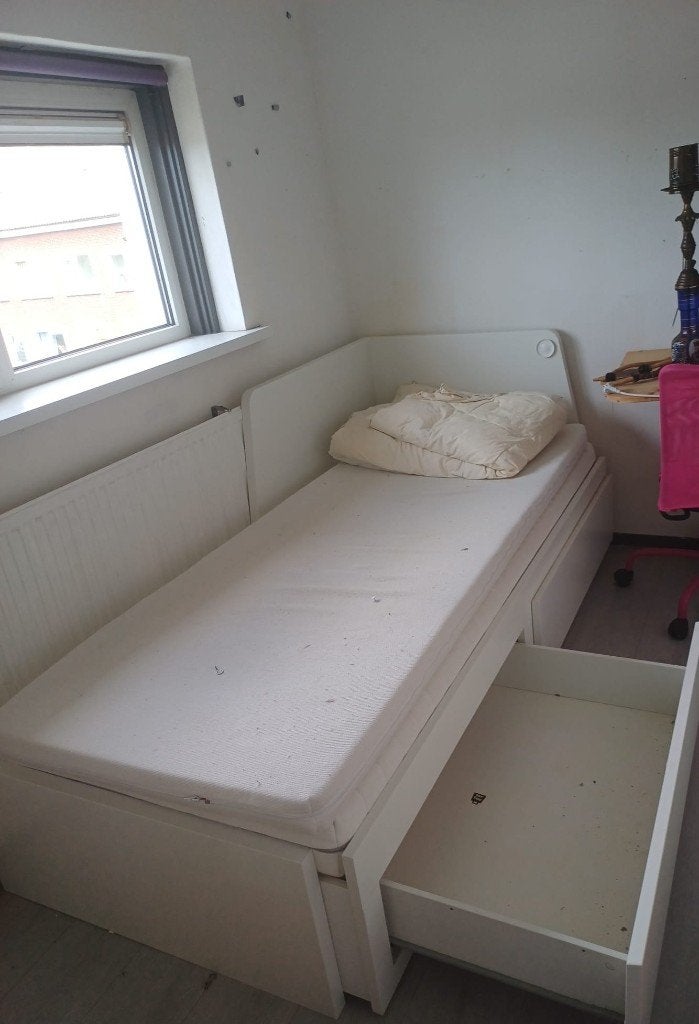 IKEA bedbank met 2 lades (2 stuks), Ophalen, Gebruikt, Wit, Tweepersoons