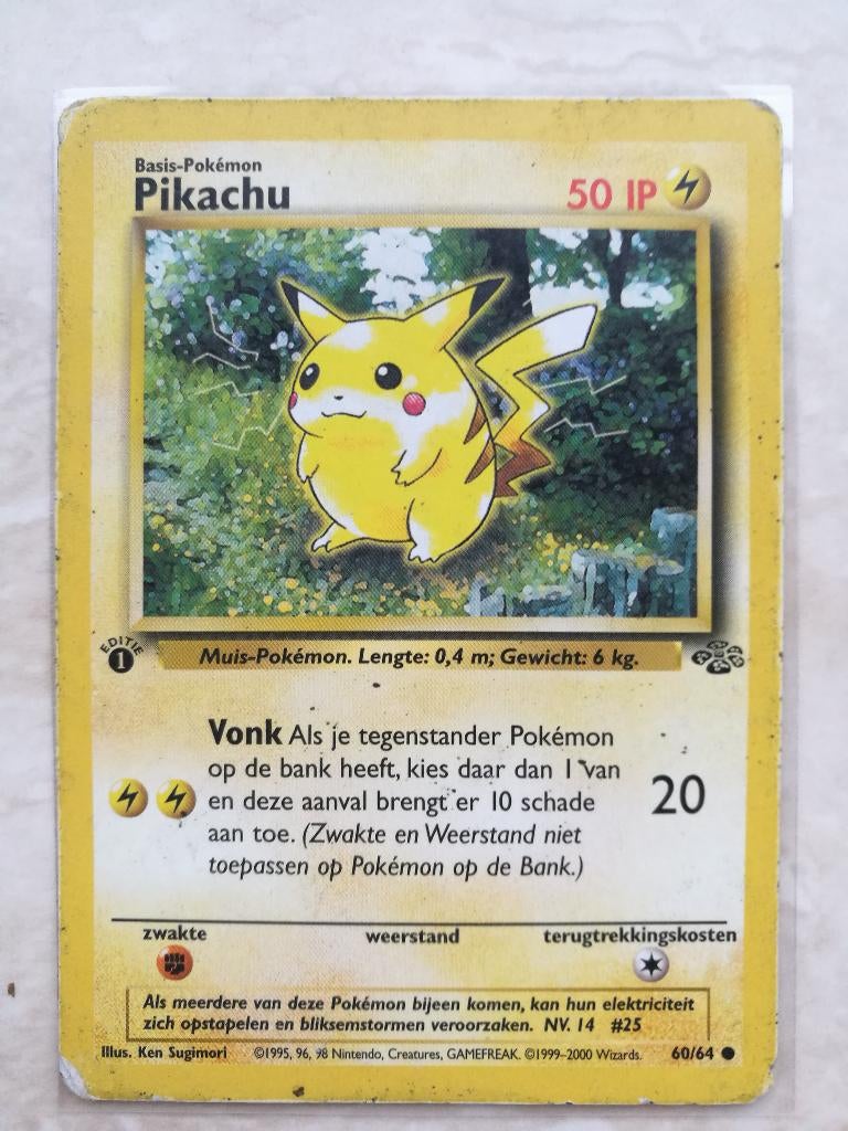 Pikachu Eerste Editie!, Hobby en Vrije tijd, Verzamelkaartspellen | Pokémon, Verzenden, Gebruikt, Losse kaart