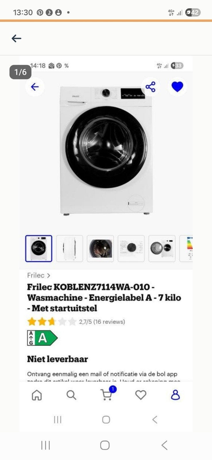 Wasmachine, Witgoed en Apparatuur, Wasmachines, Ophalen of Verzenden, 1200 tot 1600 toeren, 85 tot 90 cm