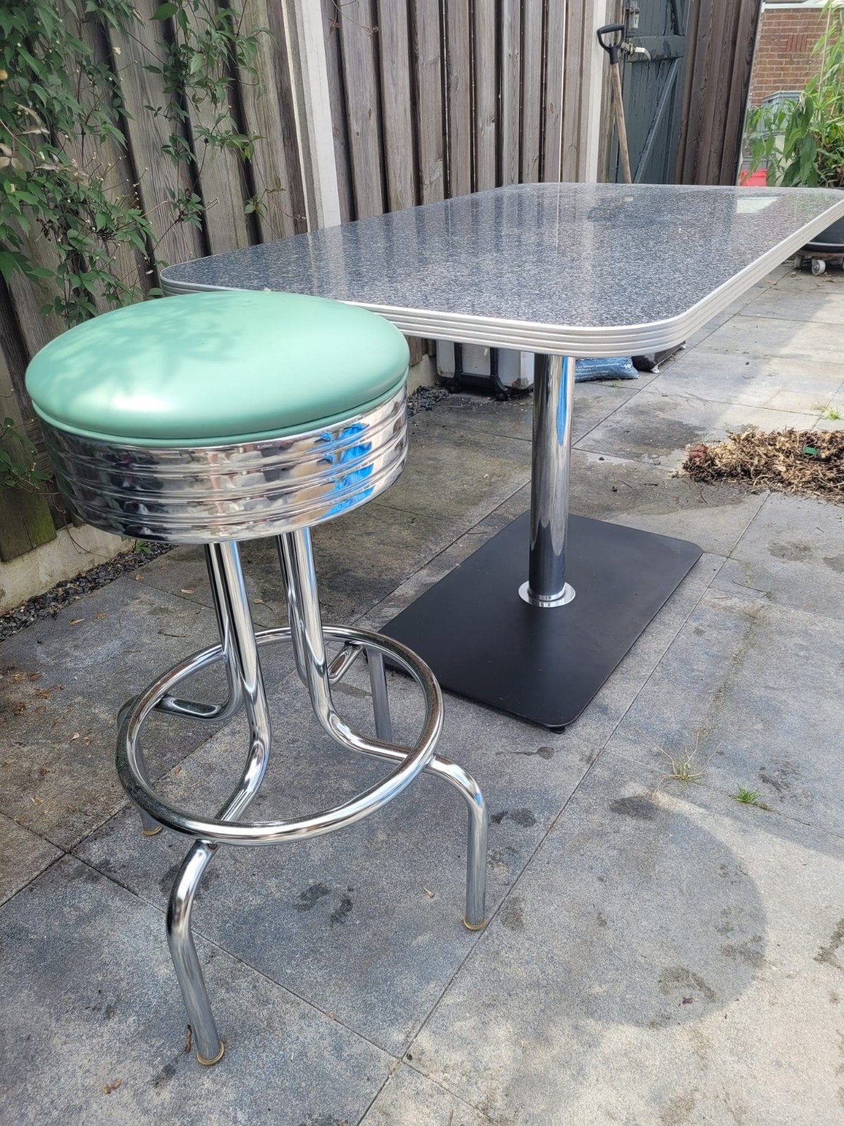 Retro barkruk en tafel combi, Ophalen, Huis en Inrichting