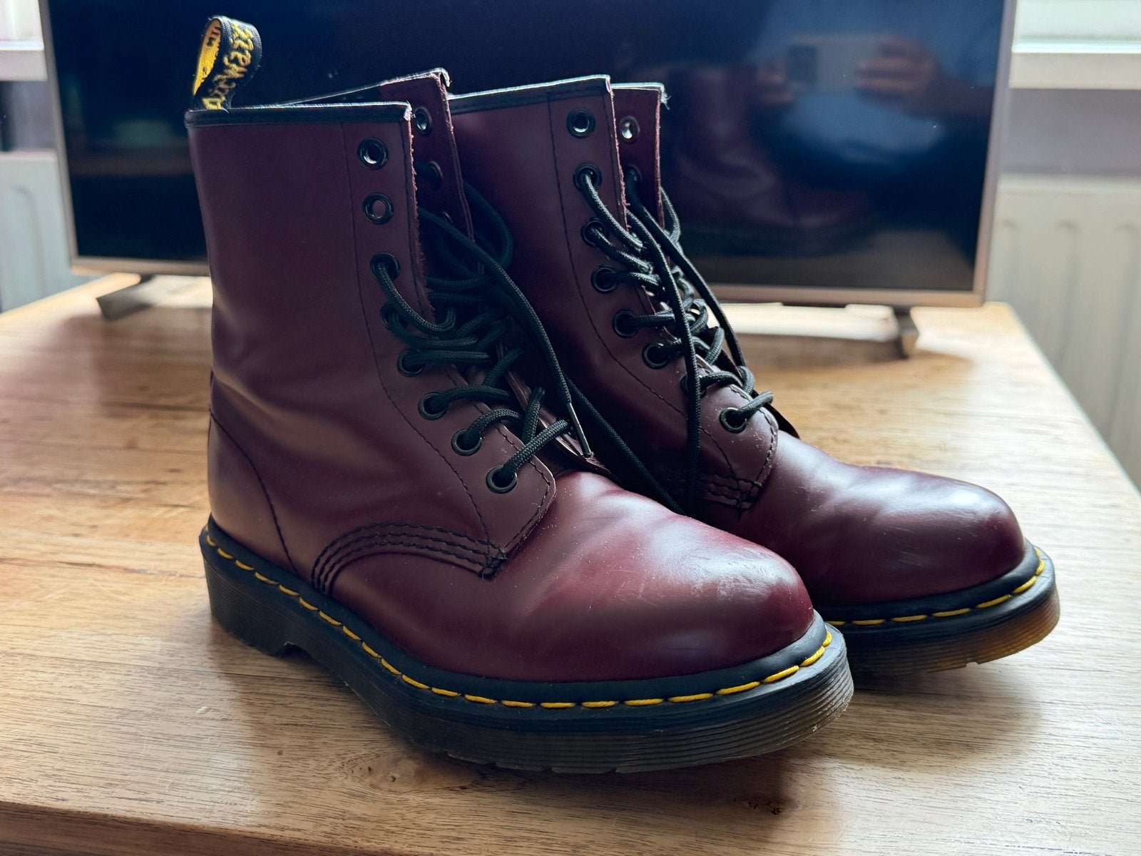 Dr. Martens 1460 Pascal Virginia - Bordeauxrode laarzen, Ophalen of Verzenden, Gedragen, Rood, Lage of Enkellaarzen