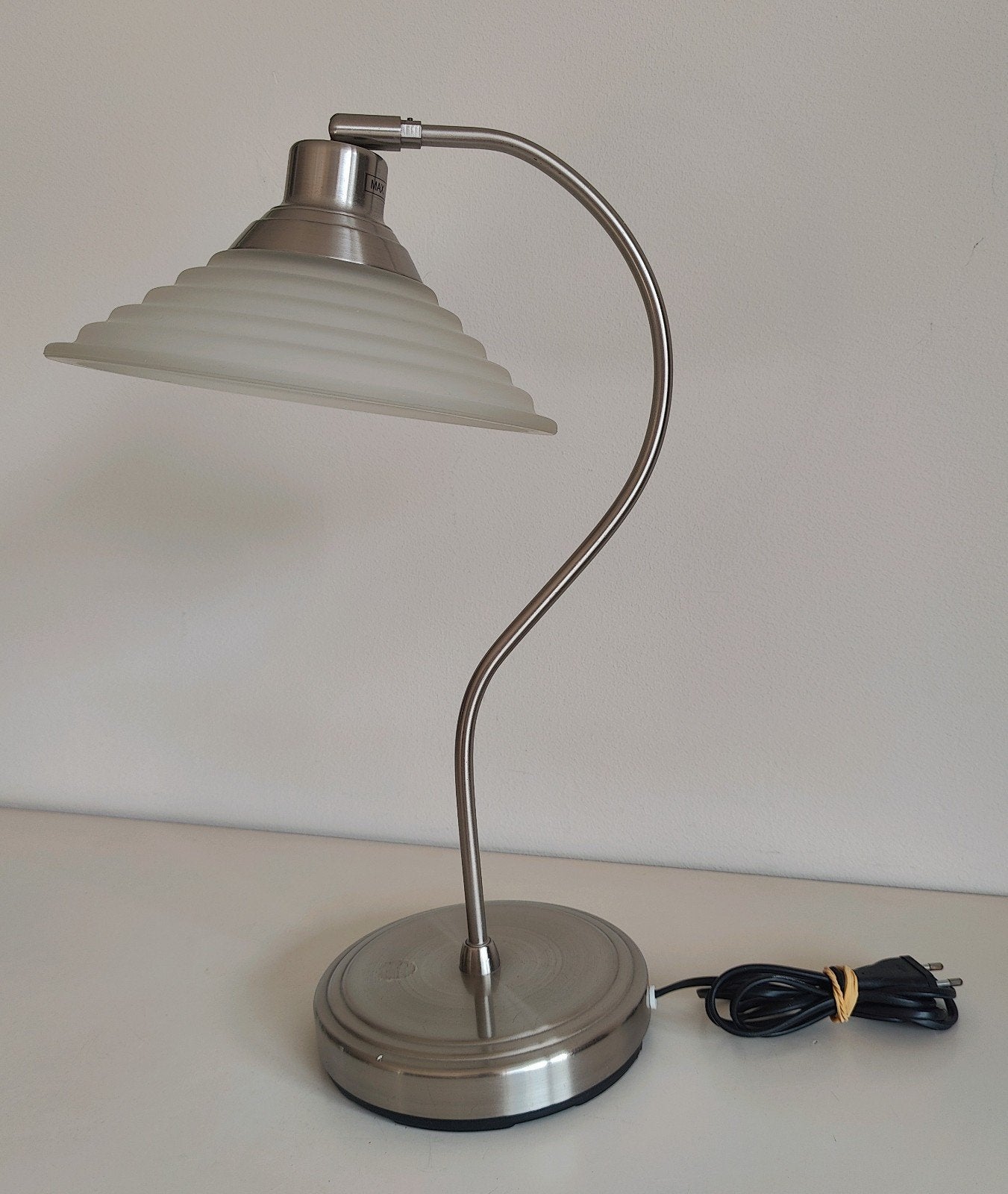 Vintage IKEA Kroby tafellamp glazen kap, Ophalen, Bureaulamp, E14 (klein), Zo goed als nieuw