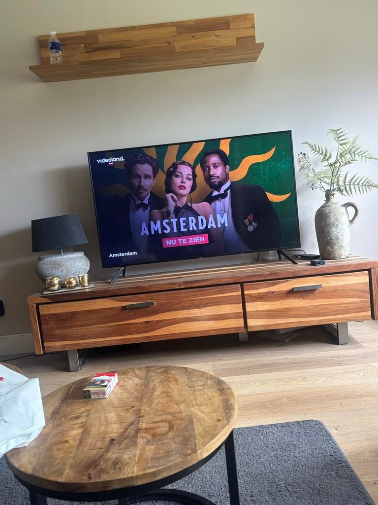Stijlvol Mango Houten TV Meubel met Lades merk xooon, Huis en Inrichting, Kasten | Televisiemeubels, Gebruikt, 100 tot 150 cm