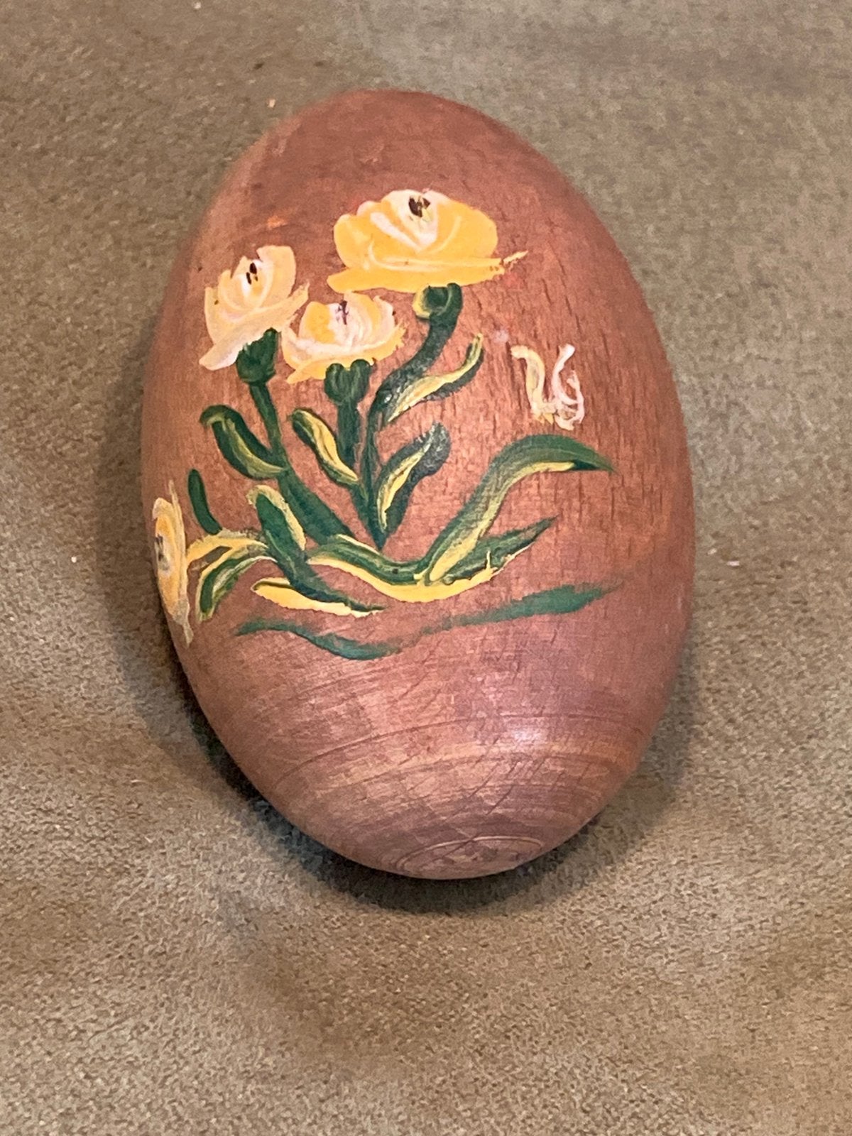 Houten ei, gele bloemetjes (160625), Ophalen of Verzenden