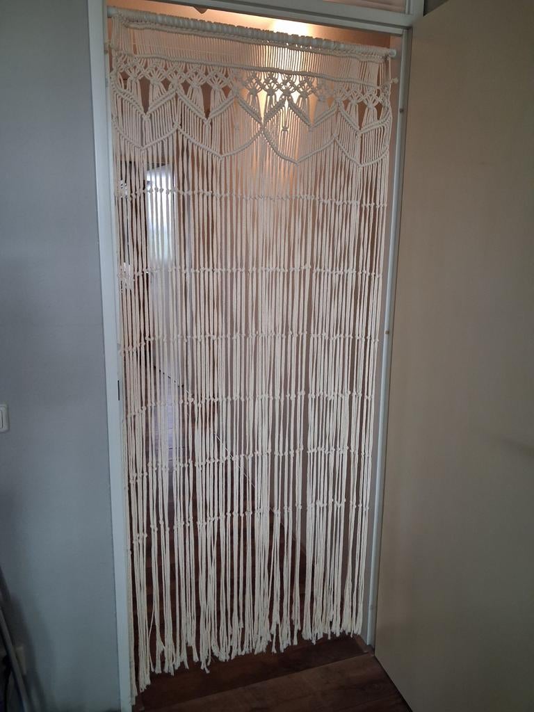 Macrame Boho Ibiza Style Vliegengordijn - Zeer Goede Staat, Crème, 200 cm of meer, Zo goed als nieuw, Boho, Ibiza, Macrame