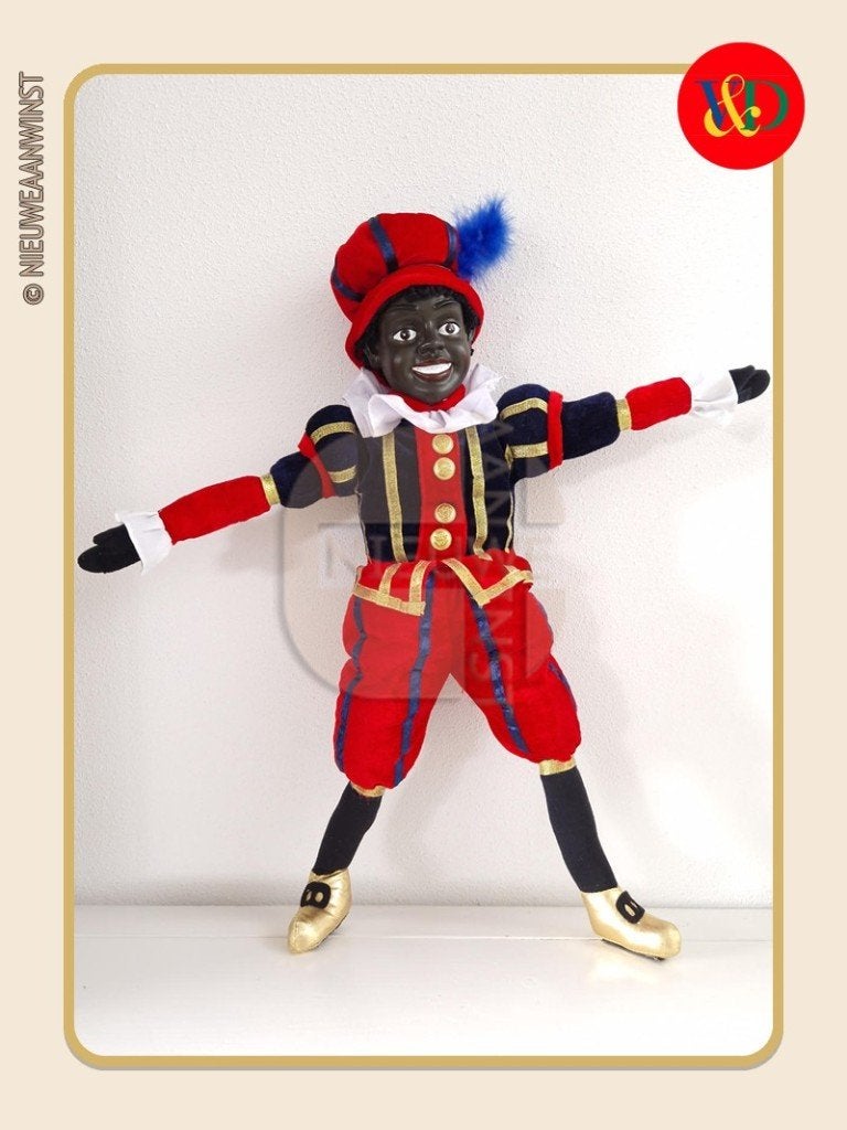 Nostalgische V&D etalage Piet pop - rood/blauw - 60cm, Diversen, Verzenden, Zo goed als nieuw