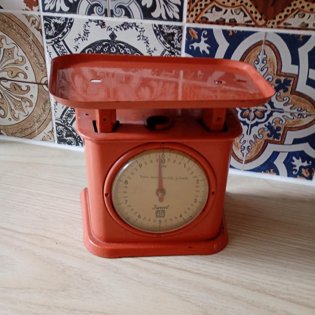 Vintage Juwel Huishoudweegschaal - Oranje Keukenweegschaal, Ophalen of Verzenden, Gebruikt