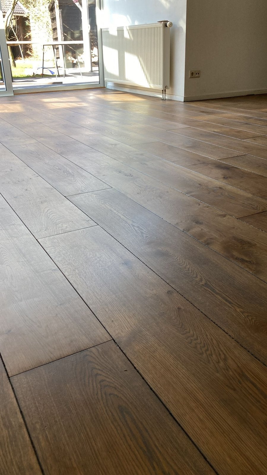 Eikenhouten duoplank vloer greywash hardwaxolie 40m2, Ophalen, Gebruikt, Vloerdelen of -planken, 10 m² of meer