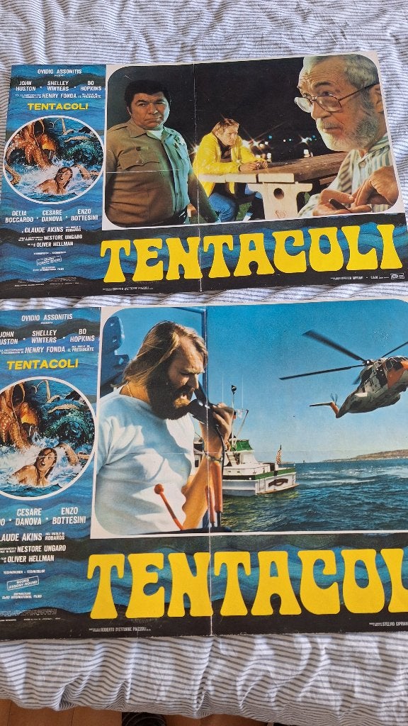 Tentacoli 2 horror posters oa Shelley winters en Henry Fonda, Gebruikt, Rechthoekig Liggend, Ophalen of Verzenden, A1 t/m A3