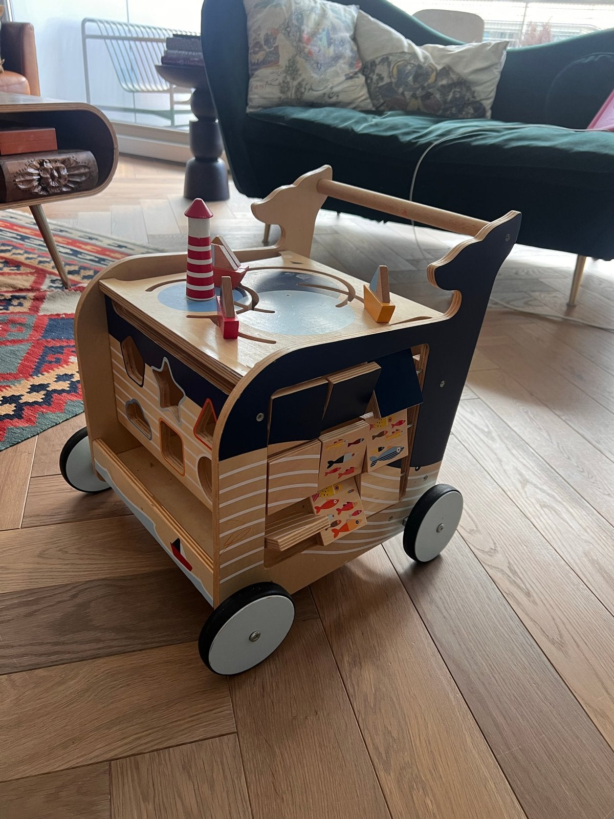 Houten loopwagen met activiteiten en maritiem thema, Ophalen, Zo goed als nieuw, Overige typen, Met wieltjes