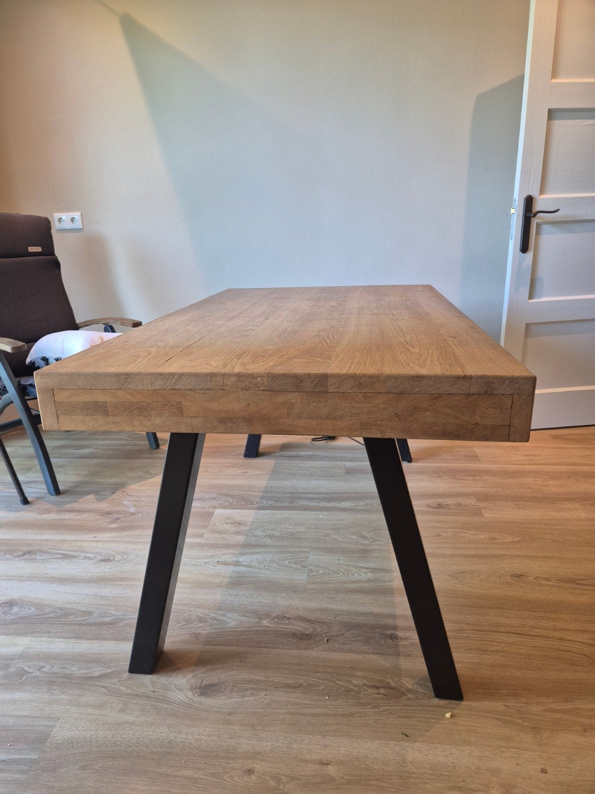 Massief eikenhouten tafel, Huis en Inrichting, Tafels | Eettafels, Ophalen, Gebruikt, 200 cm of meer, 50 tot 100 cm