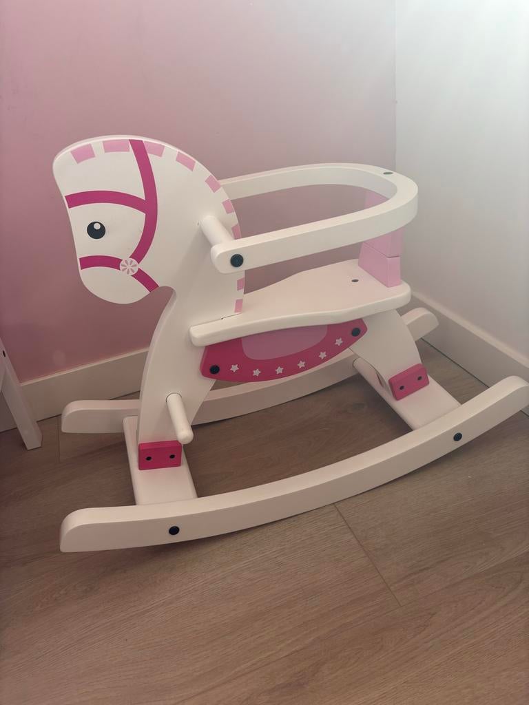 Wit met roze hobbelpaard - Zo goed als nieuw!, Ophalen of Verzenden, Zo goed als nieuw