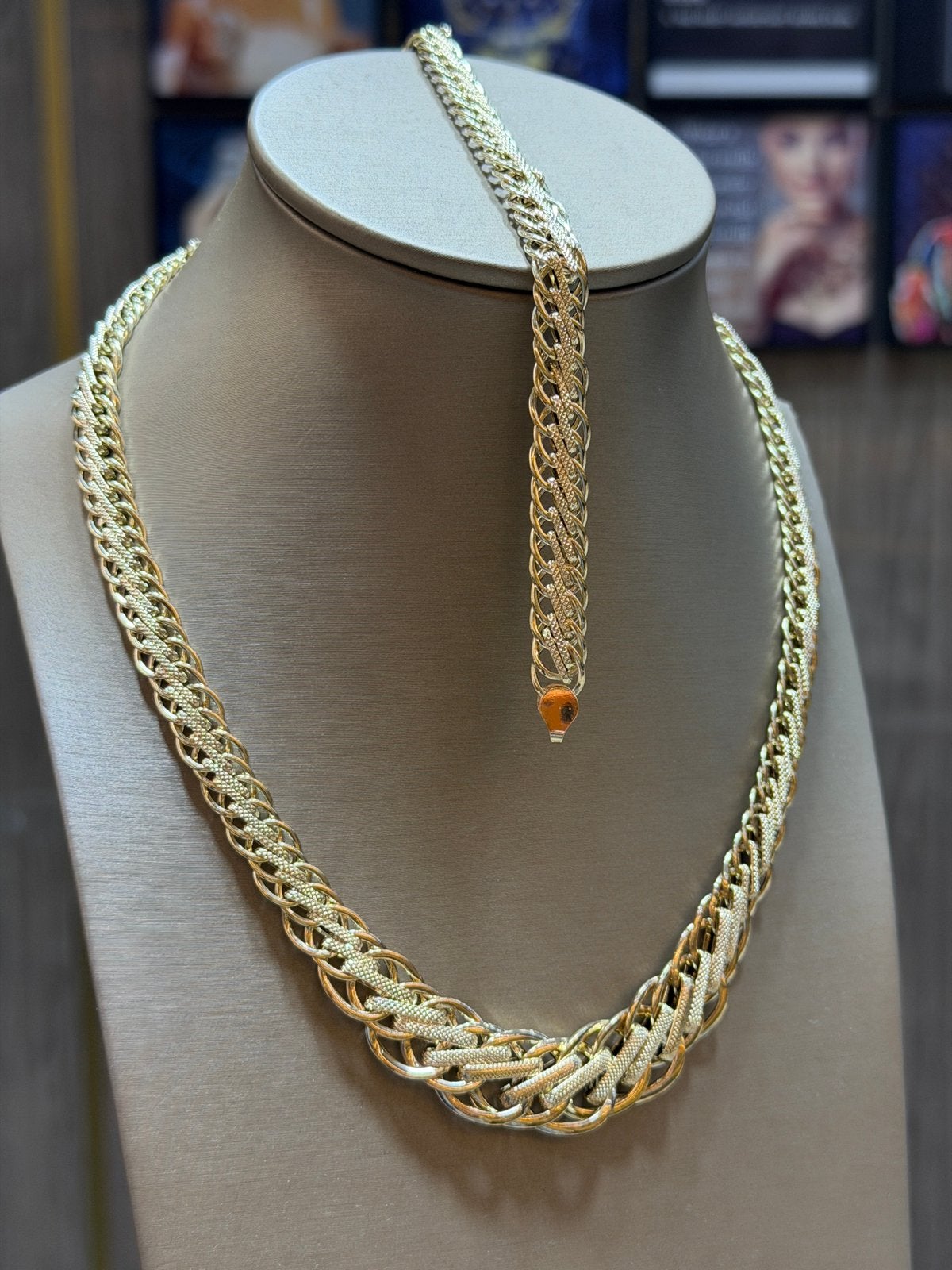 14KT Goud - 15.4 Gram - Ketting - Armband - Vrouwenset, Ophalen, Nieuw, Goud