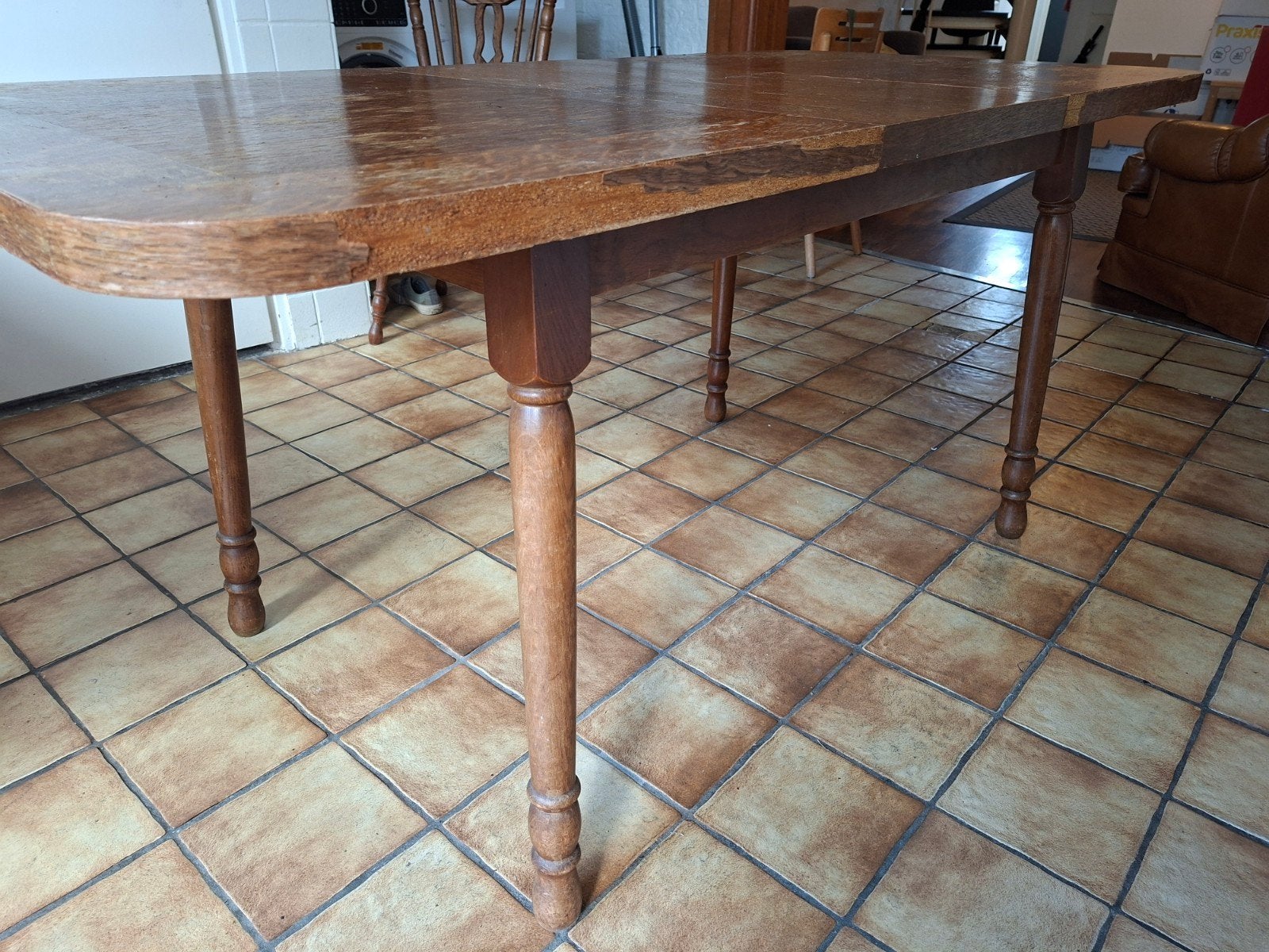 Eettafel uitschuifbaar, Ophalen, Gebruikt, Rechthoekig, 50 tot 100 cm