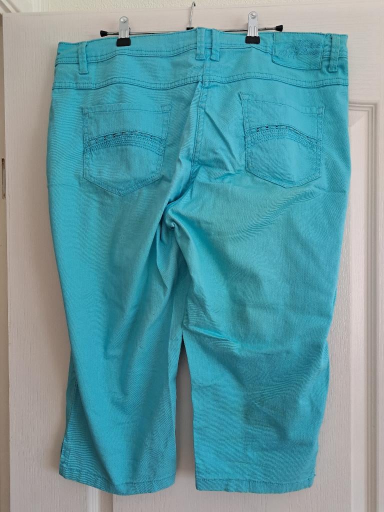 Turquoise capri zomer broek stretch maat XL 46 48 zgan, Blauw, Yessica, Maat 46/48 (XL) of groter, Ophalen of Verzenden