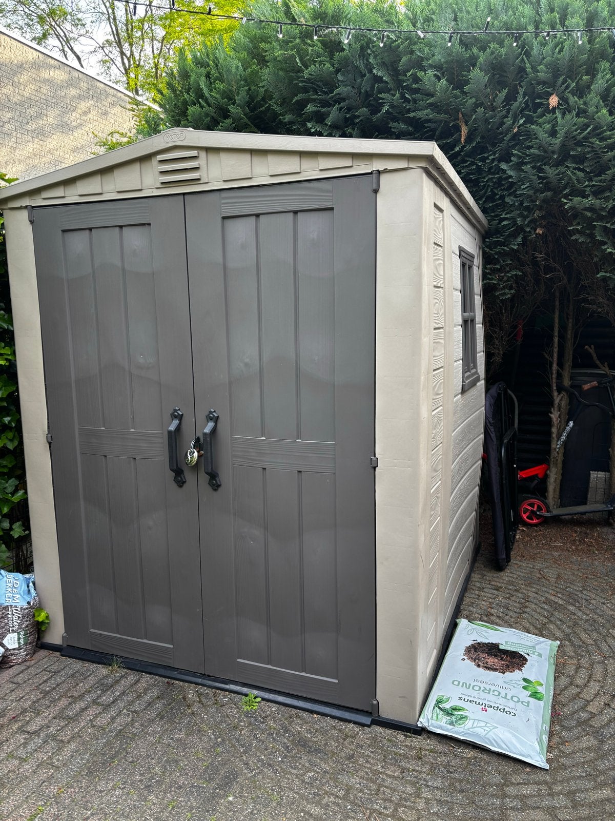 Keter Factor 6x6 tuinhuis - zelf demonteren, Tuin en Terras, Ophalen, Kunststof, Gebruikt, Tuinhuis
