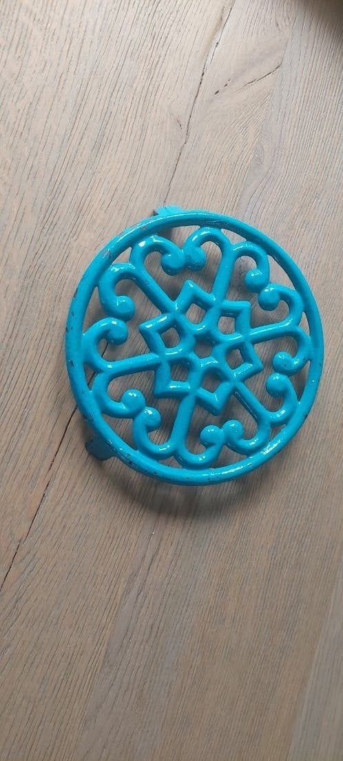 oude blauwe gietijzeren onderzetter, Antiek en Kunst, Ophalen of Verzenden