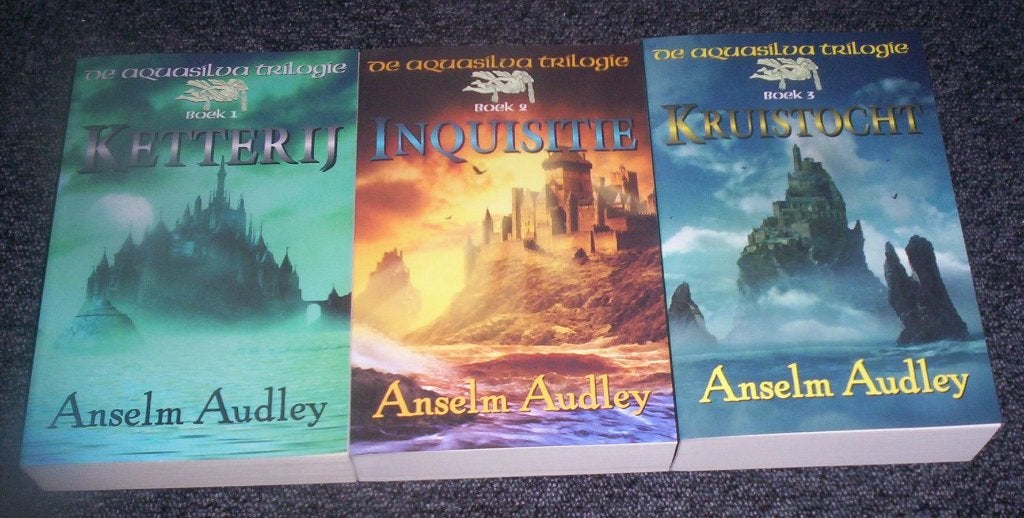 Aquasilva trilogie 1 + 2 + 3 Kruistocht Inquisitie A Audley, Ophalen of Verzenden, Zo goed als nieuw, Anselm Audley