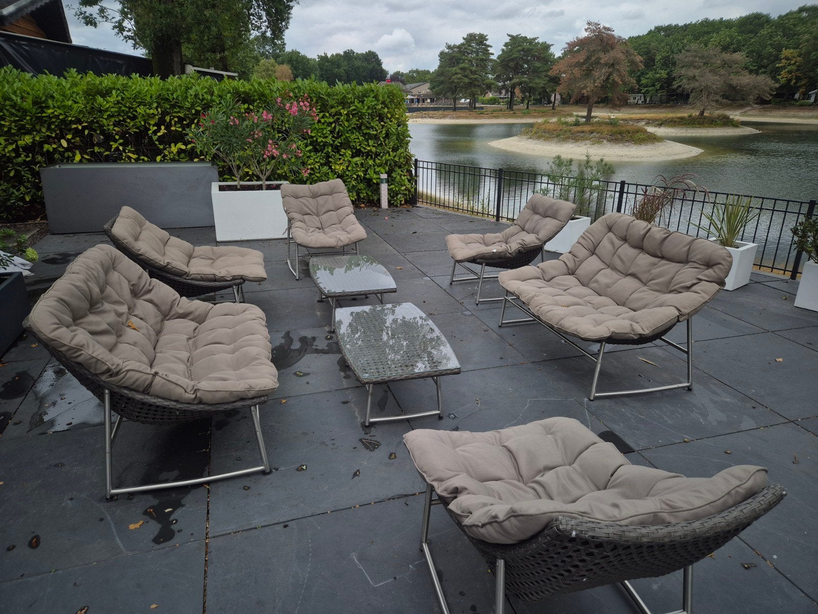 onderhoudsvrije dubbele RVS loungeset 4 tot 8 personen (wick, Ophalen, Loungeset, Wicker, Bank