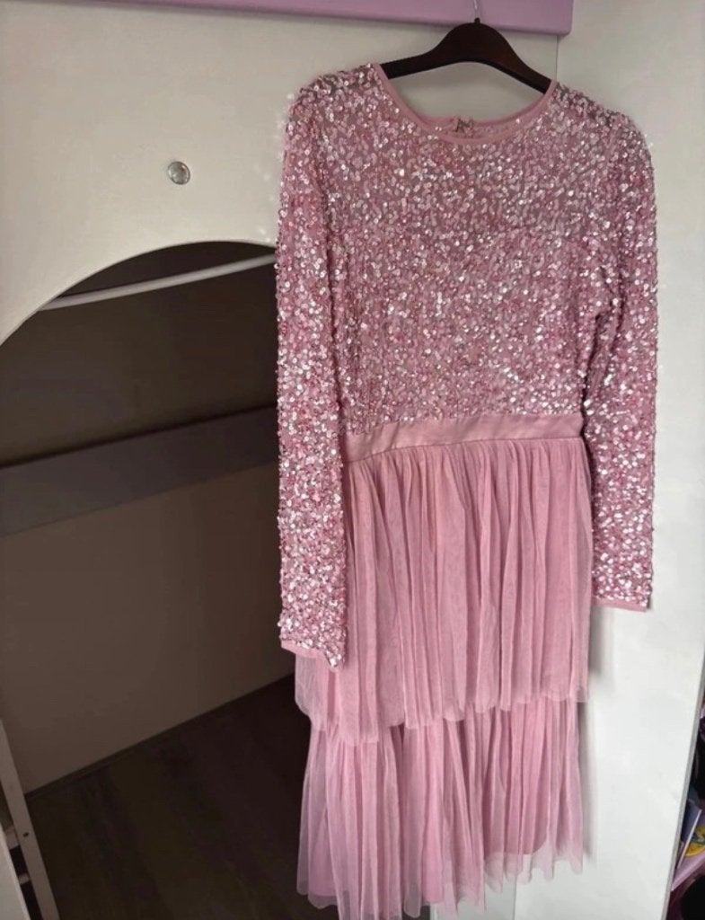 Maya Deluxe luxe roze paillettenjurk – maat 36, Galajurk, Ophalen of Verzenden, Zo goed als nieuw, Roze