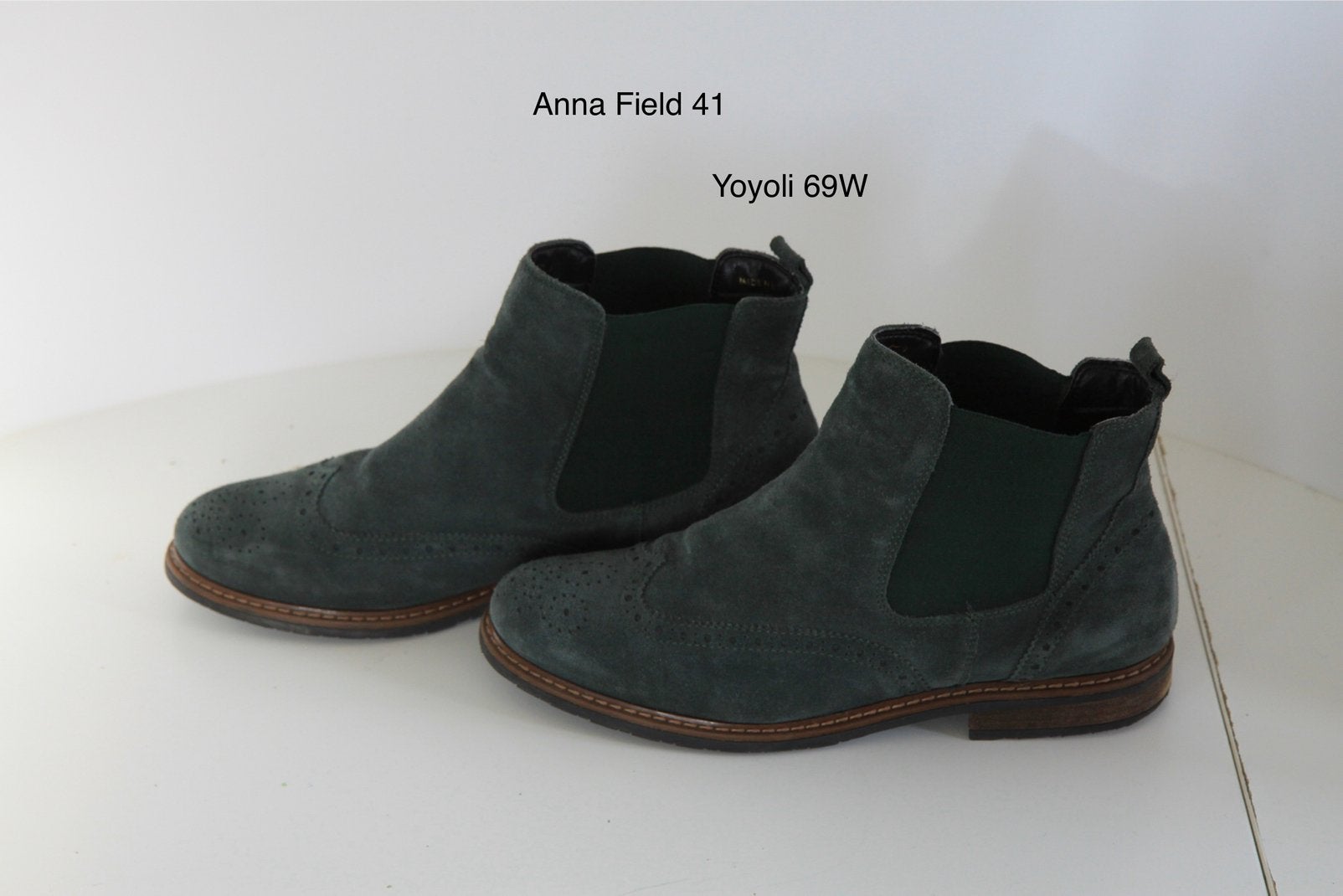 69W) Anna Field 41 groene suede leer, Lage of Enkellaarzen, Ophalen of Verzenden, Zo goed als nieuw, Groen
