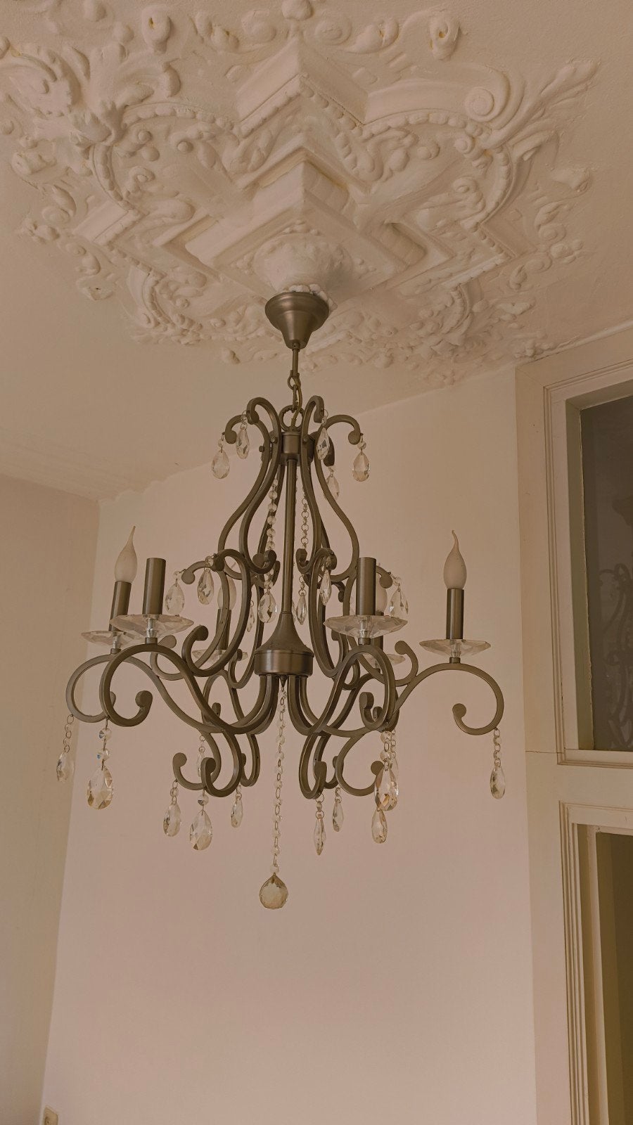 Elegante Kroonluchter met Kristallen - Klassiek Design, Ophalen, Gebruikt, Klassiek, Barok, Elegant, E14 (klein)