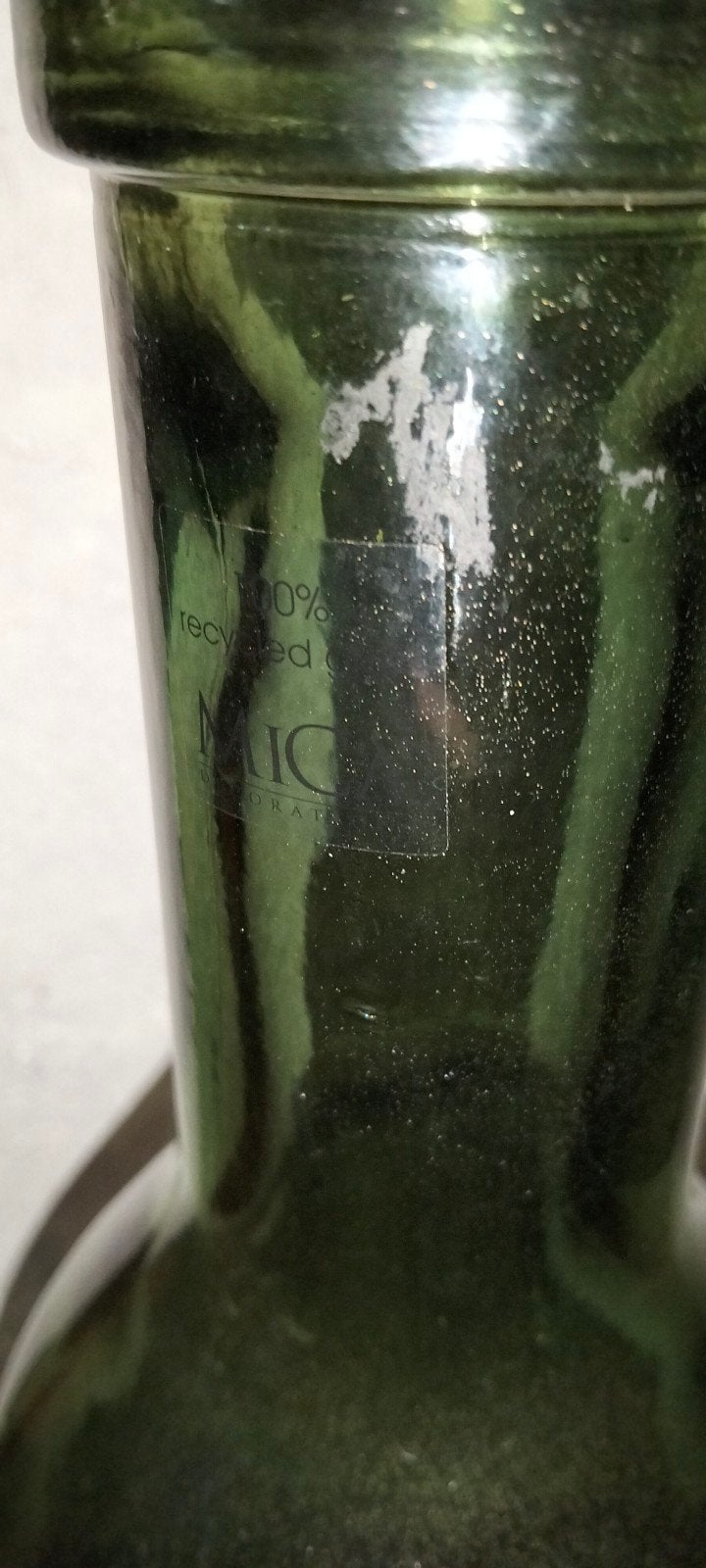 Hoge groen kleurige vaas dik glas brocante, Antiek en Kunst, Curiosa en Brocante, Ophalen of Verzenden